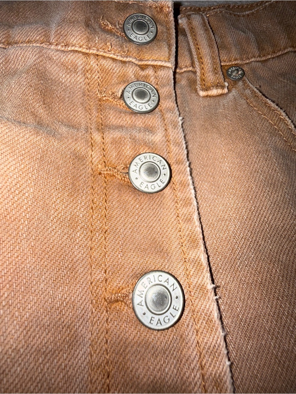 American Eagle Outfitters Brown Button-Front Denim Skort Shorts - Picture 3 of 9